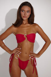 The Abstract Bandeau Bikini Set - Red SALE