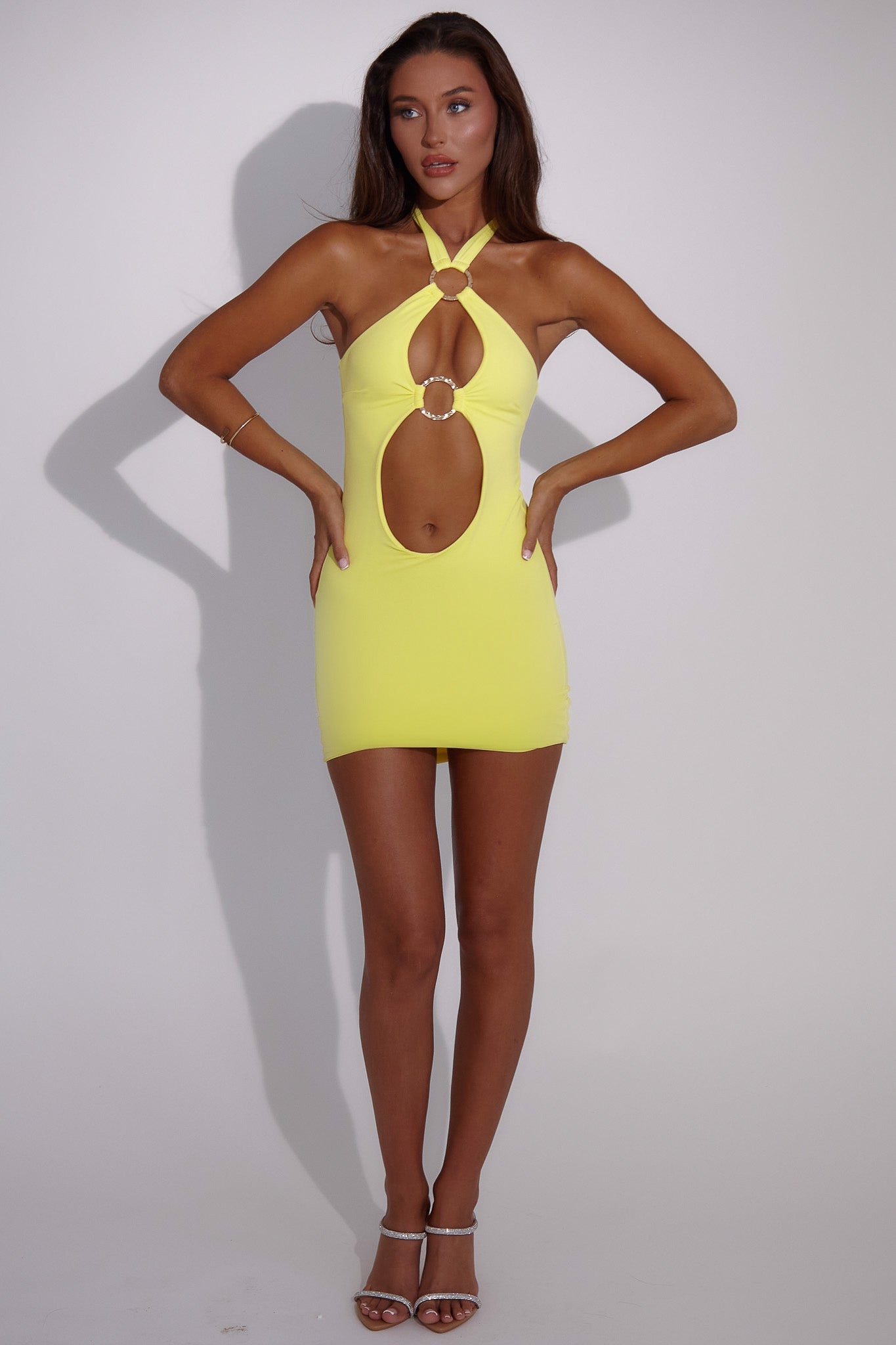The Halo Ring Mini Dress - Yellow