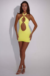 The Halo Ring Mini Dress - Yellow