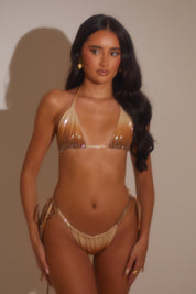 Sparkle Ombre Triangle Bikini Set - Caramel
