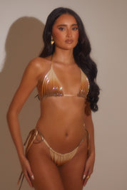 Sparkle Ombre Triangle Bikini Set - Caramel