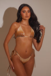 Sparkle Ombre Triangle Bikini Set - Caramel