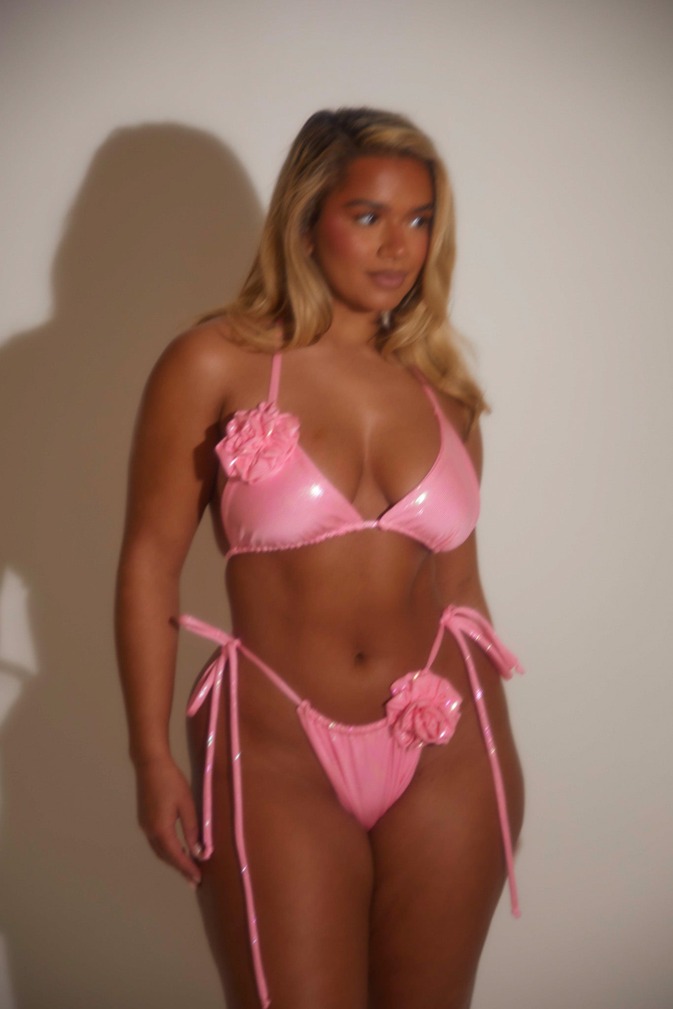 Rose Sparkle Bikini Set - Pink