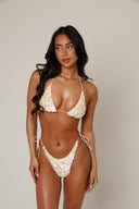 Concha Shell Sequin Bikini Top - Cream