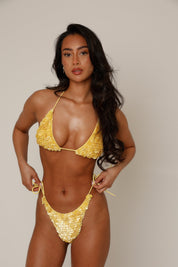 Concha Shell Bikini Top in Yellow - full outfit pairing