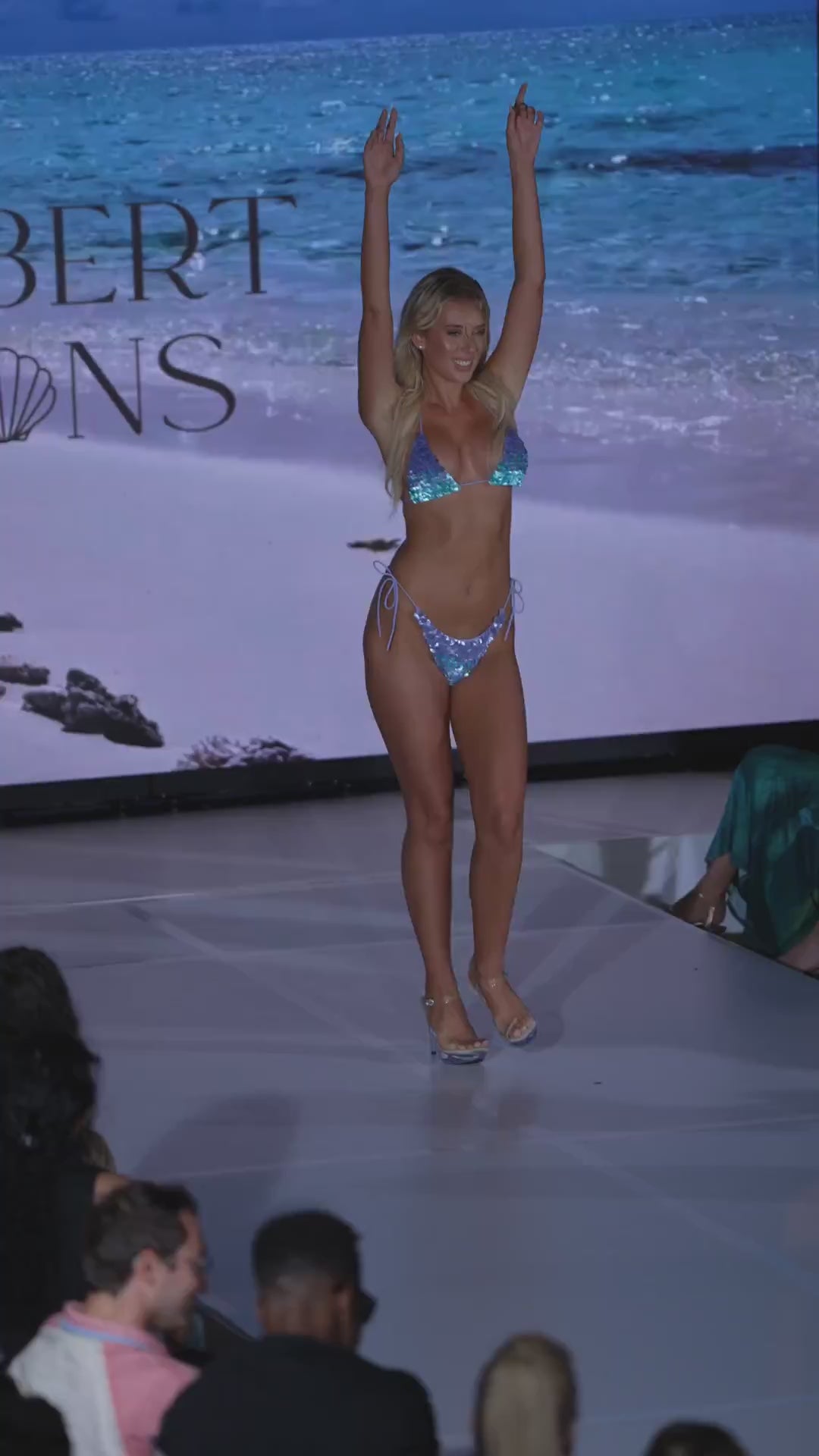 Purple Blue Concha Shell ombre sequin bikini, runway