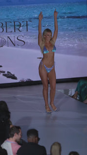 Purple Blue Concha Shell ombre sequin bikini, runway