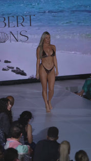 Brown Cream Concha Shell ombre sequin bikini, runway
