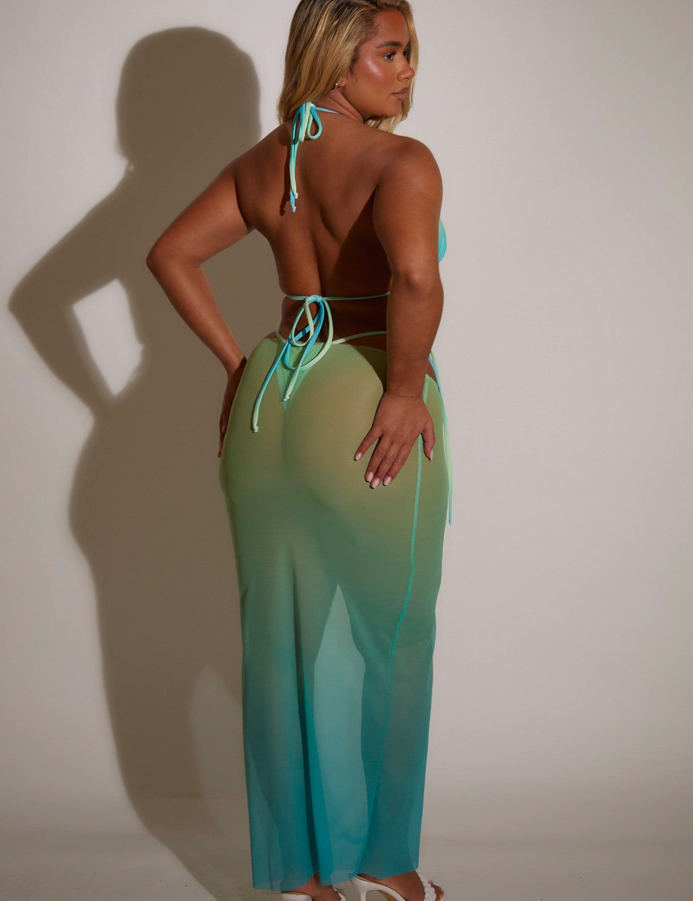 Ombre Mesh Skirt - Blue and Green - Back