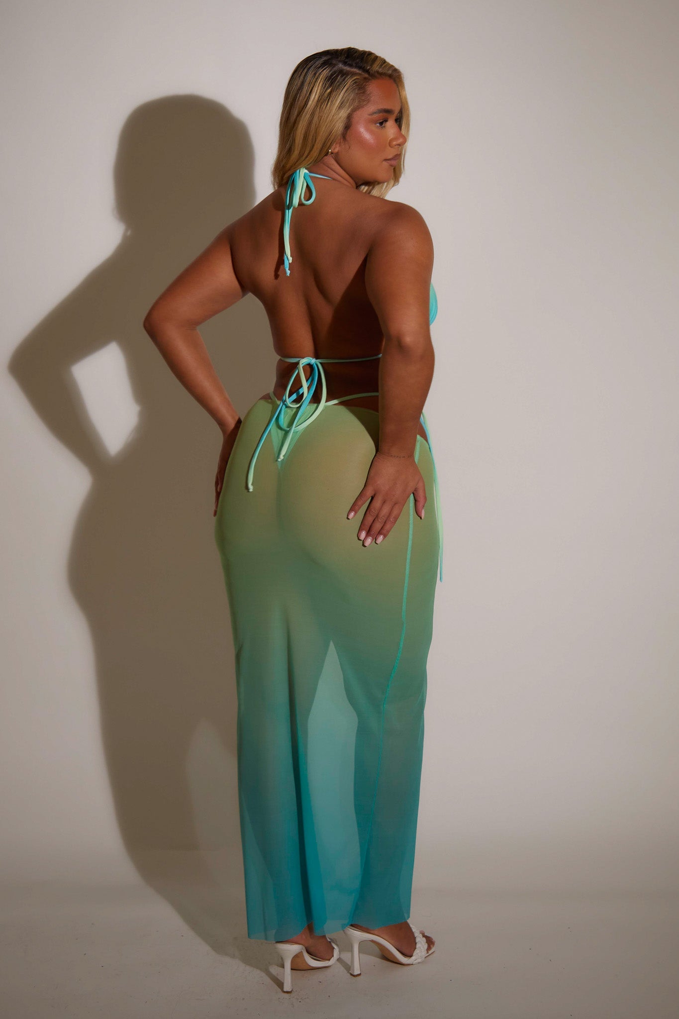 Ombre Mesh Skirt - Blue and Green - Back