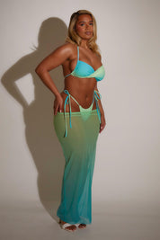 Ombre Mesh Skirt - Blue and Green - Closeup