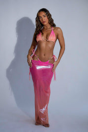 Pink and Orange Ombre Sparkle Mesh Skirt - Back