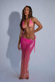 Pink and Orange Ombre Sparkle Mesh Skirt - Detail