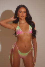 Sparkle Ombre Triangle Bikini Set - Watermelon - Detail