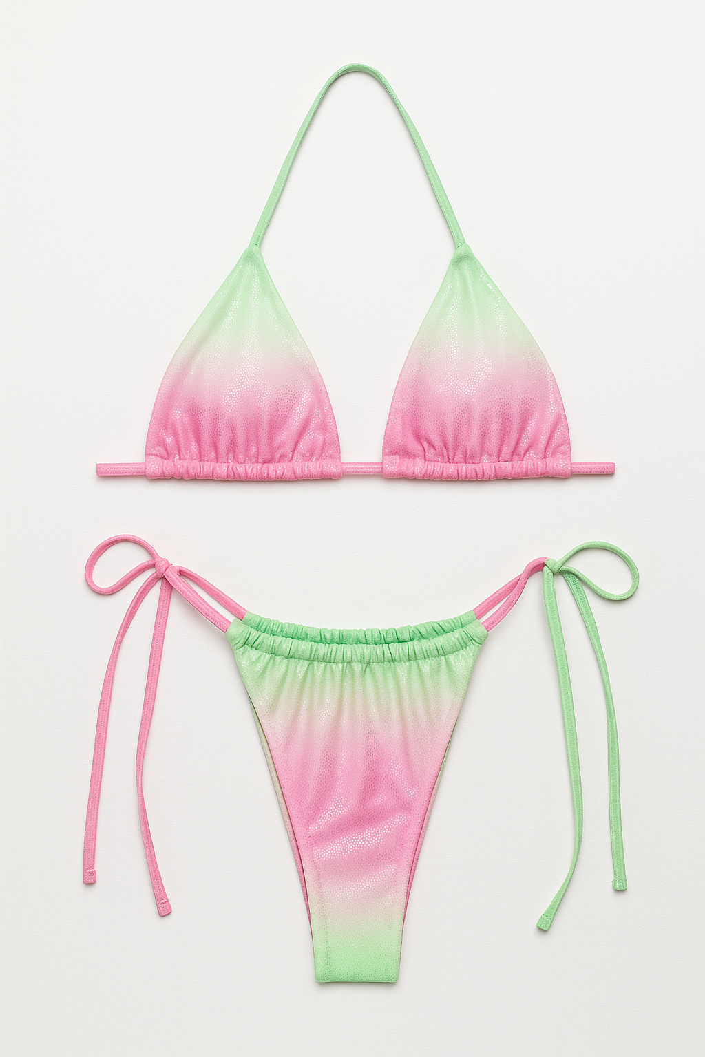Sparkle Ombre Triangle Bikini Set - Watermelon - Styled