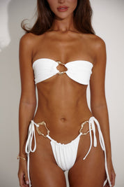 The Abstract Bandeau Bikini Set - Cream - Front